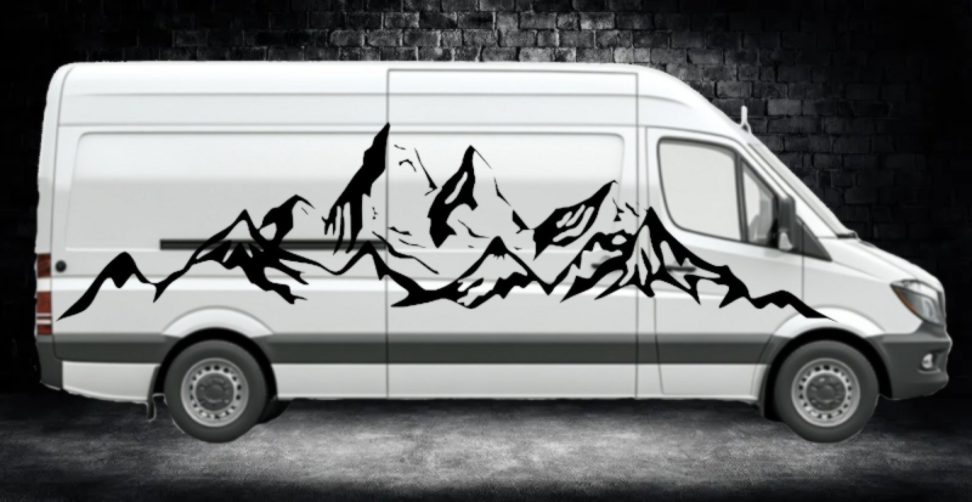 46362 Berge Silhouette Aufkleber Camper Van Mein-Motiv